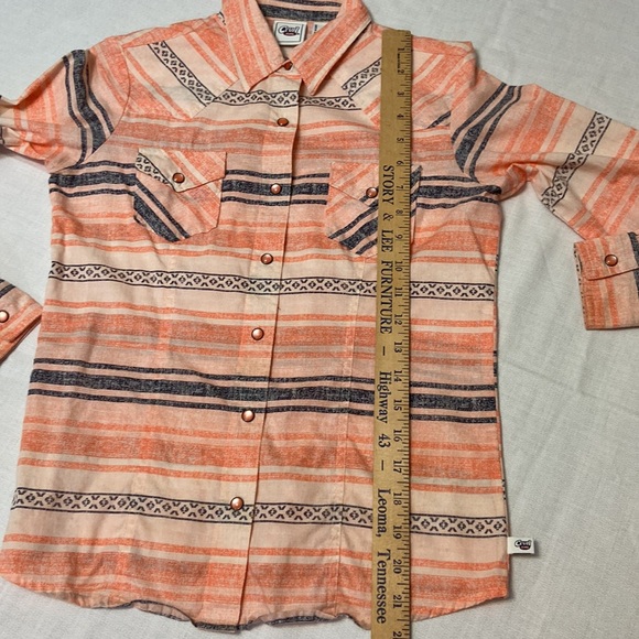 Cruel Girl Western Pearl Snap Cowgirl Shirt in Coral & Black Size XL (12) - Picture 8 of 8